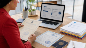 Persona revisando en España un documento venezolano con apostilla electrónica antes de presentarlo en un trámite oficial. Persona revisando en España un documento venezolano con apostilla electrónica antes de presentarlo en un trámite oficial.